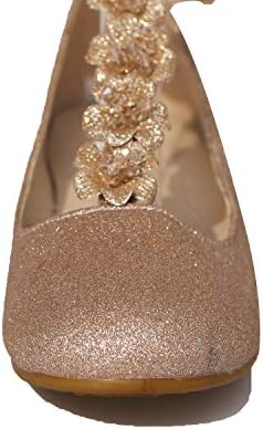 Little Girls Dress Ballet Girls Little Kid/Big Kid T-Strap Mary Jane Bow Flat Shoes Gold 4 | Image 2
