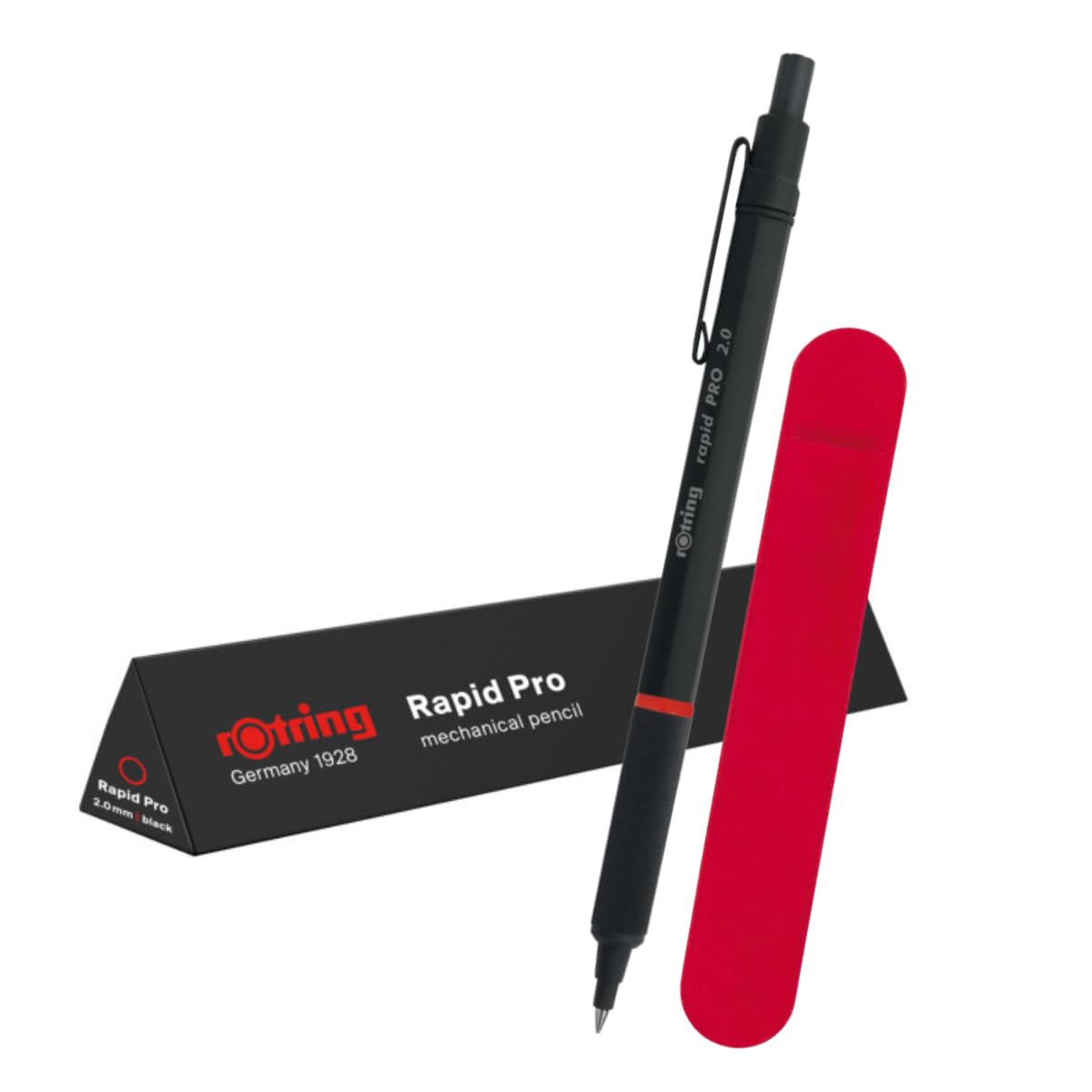 rOtring Rapid Pro Mechanical Pencil | HB 2.0 mm Lead Propelling Pencil | Matte Black Full-Metal Barrel with Velvet Case