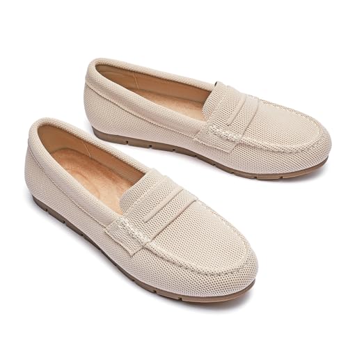 Image of Cvistpieo Loafers for Women Comfortable Dressy Casual Work Flats Lightweight & Breathable Slip On Walking Shoes Knit
