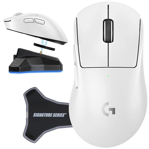 Logitech PRO X Superlight 2 DEX Wireless Gaming Mouse, White | Lightweight, Hero 2 Sensor, 44k DPI, 5 Programmable Buttons, Lightspeed Wireless, Right Hand, PC/Mac | Signature Series Charging Dock
