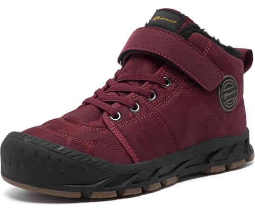 Boys Girls Snow Boots Winter Slip On Warm Fur Lined Shoes Lightweight Water-Resistant Cold Weather Boot (Little Kid/Big Kid)