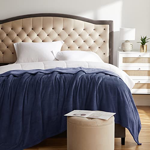 Image of KMUSET Fleece Blanket Twin Size Navy Lightweight Throw Blanket Super Soft Cozy Microfiber Blanket Factory Shop