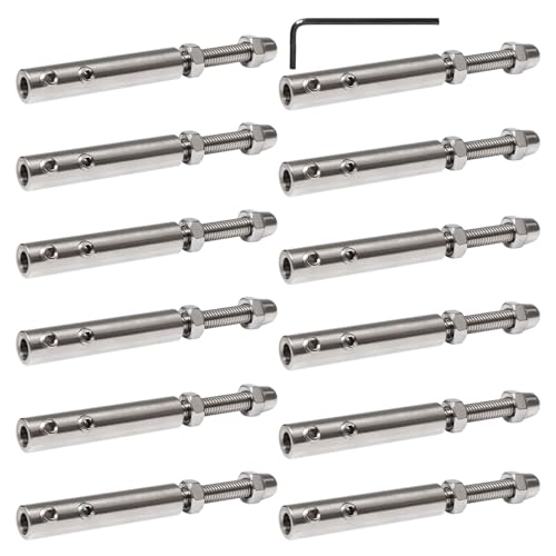 Neikafan Juego de 12 Tensores M4 para Cables de Acero Inoxidable de 4 mm Incluye Protección Contra corrosión Alta resistencia Aplicaciones Barandillas industriales para jardín de Accesorios náuticos