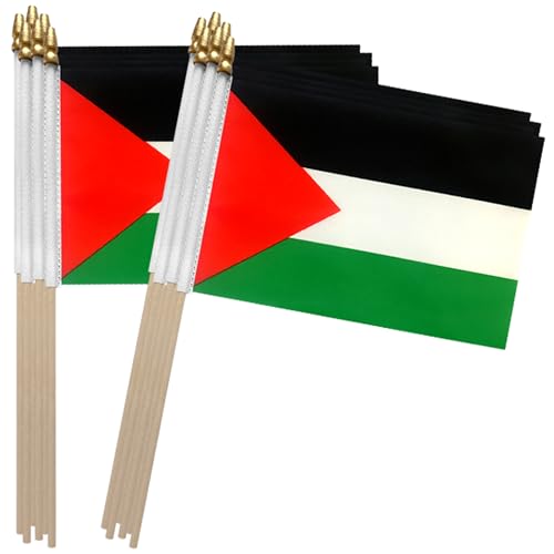TSMD Palestine Stick Flag Palestinian Small Mini Hand Held Flags,5x8 Inch,12 Pack