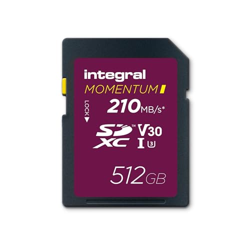 Integral Momentum I 512 GB SDXC V30 U3 Karte – bis zu 210 MB/s lesen, 180 MB/s schreiben – für DSLR, spiegellose Kameras & Camcorder – 4K UHD Video & Burst-Mode – wasserdicht, stoßfest, robust Integral Momentum I 512 GB SDXC V30 U3 Karte – bis zu 210 MB/s lesen, 180 MB/s schreiben – für DSLR, spiegellose Kameras & Camcorder – 4K UHD Video & Burst-Mode – wasserdicht, stoßfest, robust