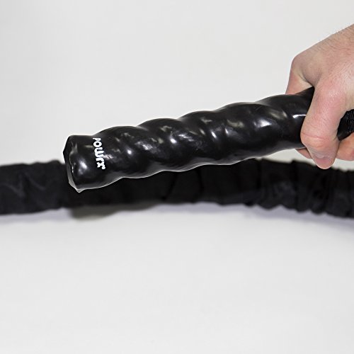 POWRX Battle Rope met dekking incl. workout I Ø 38 of 50 mm I trainingstouw slag touw voor fitness krachttraining I verschillende lengtes I wandmontage optioneel Lengte I muurbevestiging optioneel - Afbeelding 5