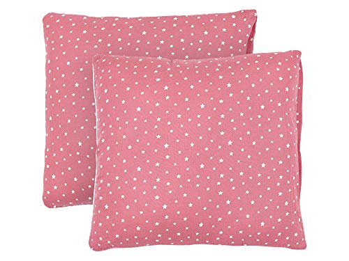 mini Fifia Kissenbezug 40x40 cm kleine weiße Sterne auf Musselin rosa Cover