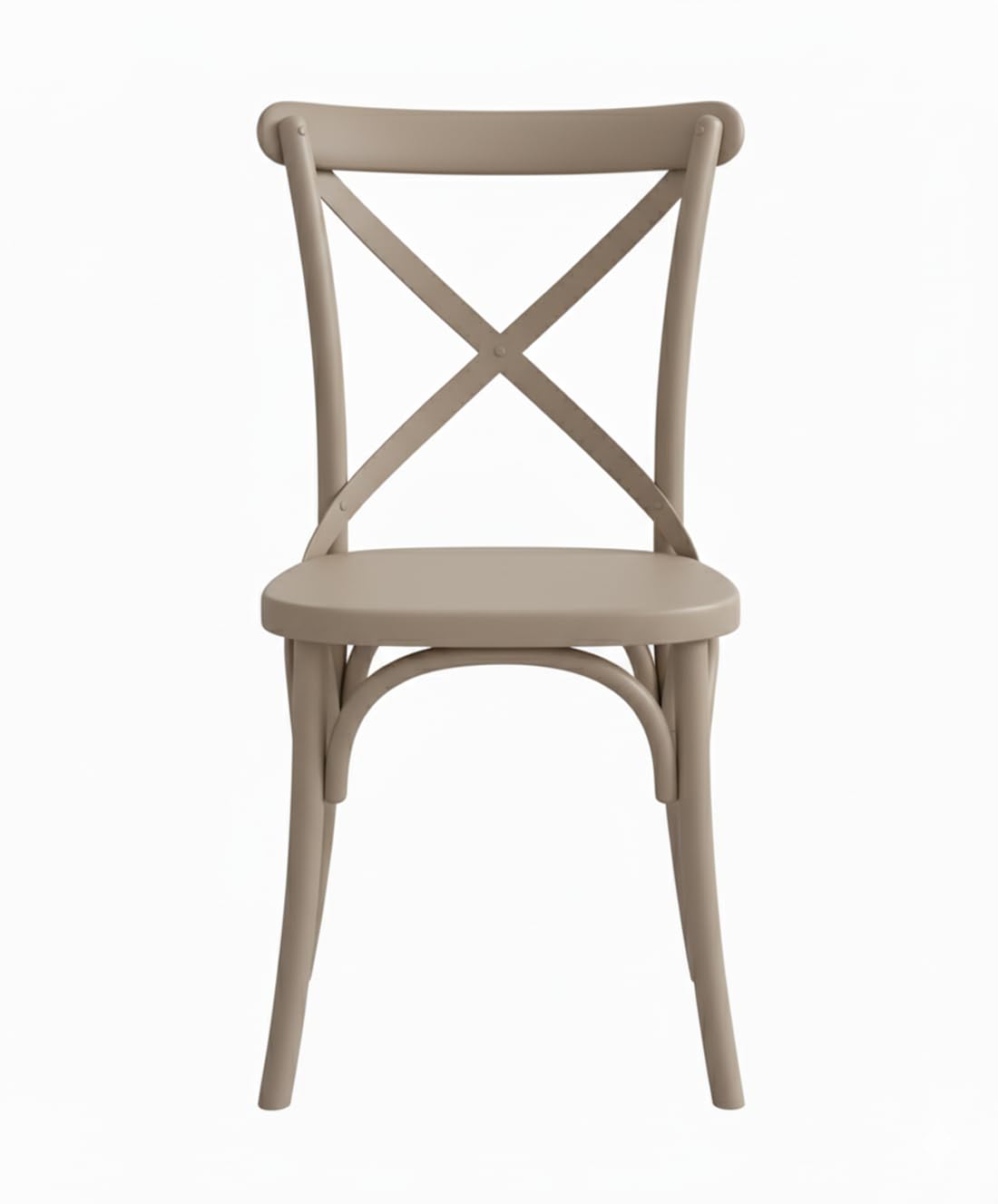 Cribel Set 6Pcs Sedie Cross Tortora in Polipropilene, Schienale a Croce Stile Classico, Sedie Impilabili e Resistenti per Cucina, Sala da Pranzo, Giardino, Terrazzo, Bar e Ristoranti