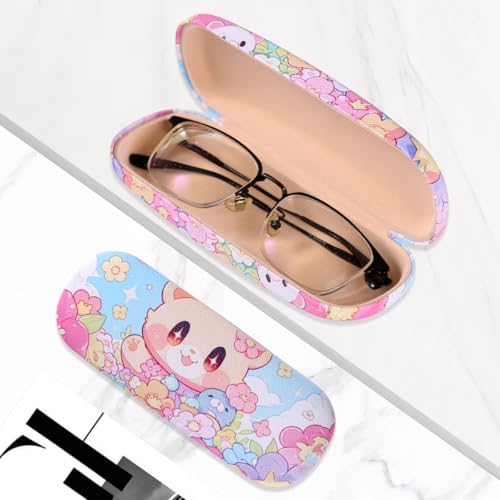 Image of PERFECTSIGHT Hard Shell Eyeglasses Case, PU Leather Protective Glasses Case, Cute Eyeglass Case for Women Men Girls
