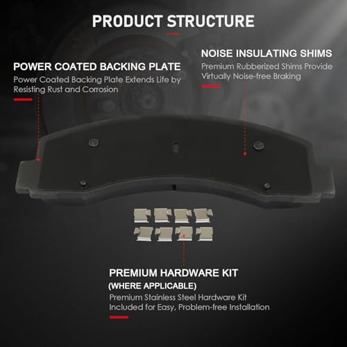 Image of cciyu D2087 Front Ceramic Disc Brake Pads Kit For Ford For Expedition 2018-2021,For Ford For F-150 2018-2020,For Lincoln Navigator 2018-2022