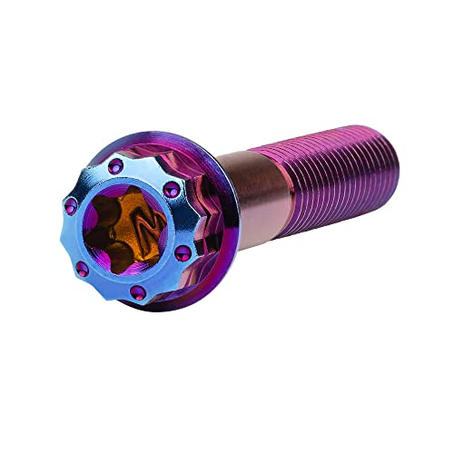 Image of Titanium Flange 12 Point Head M8 x15 20 25 30 35 40 45 50 55 60 65mm Screw Bolt Pack of 4 (M8x40mm, Burning Blue)
