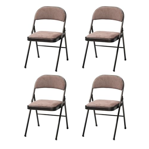 MECO Sudden Comfort Tubular Steel Frame and Deluxe Fabric Padded Folding Chair in Cinnabar Frame and Corrin Fabric Seat and Back (Set of 4)