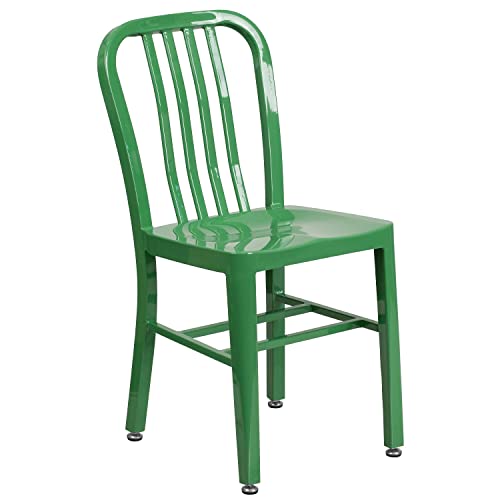 Flash Furniture Commercial Grade Green Metal Indoor-Outdoor Chair