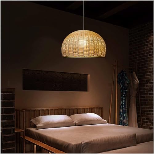 Lustre rotin suspension cage osier tisse ZR98US plafonnier vintage couloir