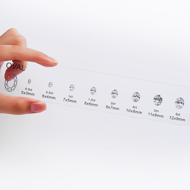 Diamond Size Shape Guide Selector Kit, 5A Cubic Zirconia Engagement Ring Size Comparison Tool, Classic Round Diamond Cutting Shape 8 Different Size4