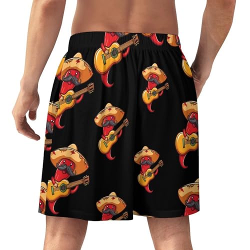 Red Chili Pepper Men's Pajama Shorts Elastic Waistband Beach Shorts Soft Sleep Lounge Pants with Pockets2