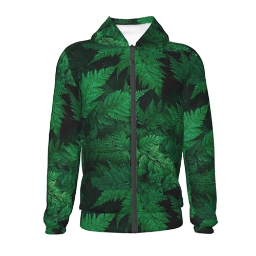 Green Leave Fern Kids Pullover Hoodies Boys Zip Up Sweatshirts Girls Athletic Clothes with Pocket2