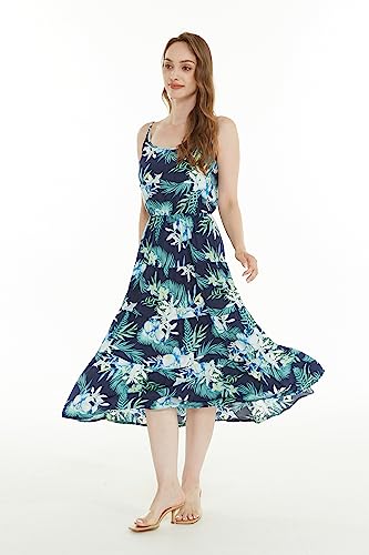 Image of Family Matching Hawaiian Clothes, Orchid Breeze Navy | Lightweight 100% rayon • Family matching outfits • Beach vacations • Luaus • Cruises • Family photos
