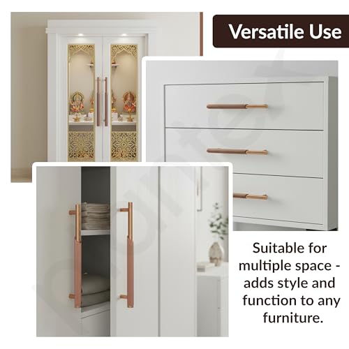 Image of Plantex Stainless Steel & Aluminium Cabinet Handle /160mm Wardrobe Handle for Home /Cupboard Door Pull-Push Handles for Office - Pack of 2 (Rose Gold)