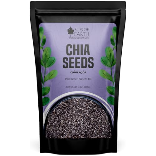 Bliss of Earth Chia Seeds | 600g High Protein Superfood for Weight Management Rich in Fiber & Omega | Chia Seeds for Smoothies Baking