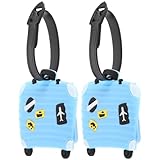 Veemoon Etiquetas de Equipaje Nombre, 2 Piezas Pvc Azul, Identificadores de Bolsas Diseño de Dibujos Animados, Tarjetas de Embarque para Maletas y Mochilas, Accesorio Viaje Práctico