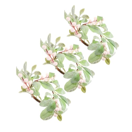 RORPOIR 3pcs Eucalyptus Candle Wreaths for Holiday Decor Artificial Berries Farmhouse Centerpiece Easy to Combine Pillar Candles for Christmas and Family Gatherings