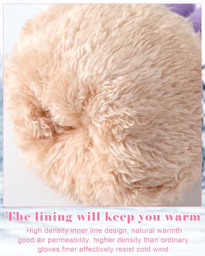 Chuarry 2 Pairs Kids Wool Fleece Lined Knit Gloves Winter Thick Warm Mittens for 6-10 Years Boys Girls2