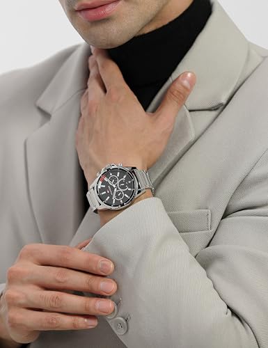 Image of Tommy Hilfiger Multifunction Black Dial Stainless Steel Strap Watch for Men