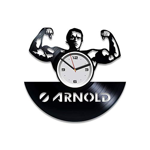Kovides Arnold Schwarzenegger 12 inch Vinyl Wall Clock, Black, Quartz Movement, Battery Operated