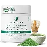 Jade Leaf Matcha Organic Ceremonial Grade Matcha Green Tea Powder - 100% Pure Japanese First Harvent Green Tea for Ceremonies, Usucha, Lattes 30g / 1.06 Ounce Tin (Pack of 1)