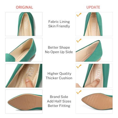 Image of MUSSHOE Black Flats for Women Pointed Toe-Comfortable Business Casual Work Shoes, Dressy Suede Slip On with Memory Foam for Office, Teacher & Standing All Day