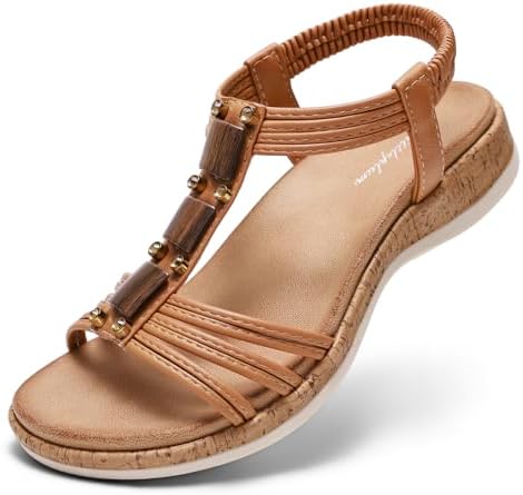 Littleplum Women Flats Sandals Arch Support Open-Toe Casual Summe...