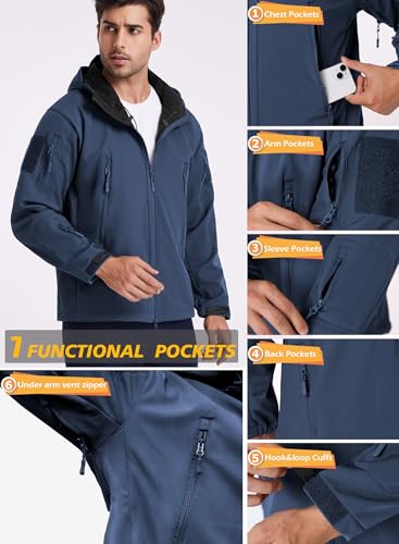 ReFire Gear Men's Army Special Ops Military Tactical Jacket Softshell Fleece Hooded Outdoor Coat - Image 6