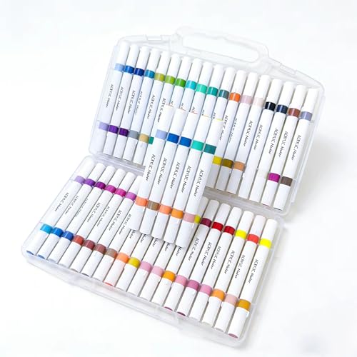 Acrylic Painting Marker Pens Set of 24 Colors Water Based Paint Pen Fine Tip for Card Rock Ceramic Glass Stone Wood Fabric Canvas Metal birth day gift for kids (24)