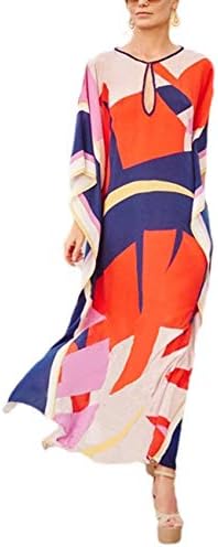 Outgoings Womens Long Bathing Suits Cover Up V Neck Casual Caftan Beach Swimwear Maxi Dress