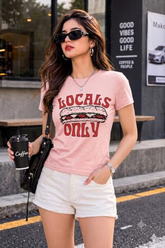 Image of Preneum Women's Graphic Printed T-Shirt, Round Neck Half Sleeve Casual Slim Fit Cotton Blend Tee, College, Office & Travel