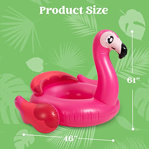 Sloosh Inflatable Flamingo Tube, Pool Float, Fun Beach Floaties, Swim Party Toys, Summer Pool Raft Lounge For Adults & Kids, With Head Rest #TOP4