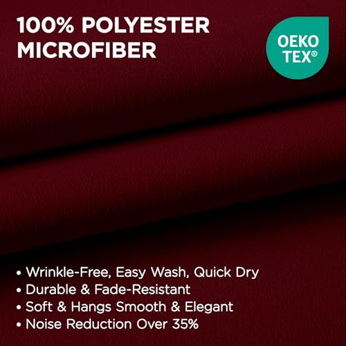 Image of Joydeco Blackout Curtains for Bedroom 55 x 96 Inch, Eyelet Thermal Insulated Energy-saving Drapes for Room Darkening Light Filtering, Long Window Treatments 96 Inch Drop, 2 Panels - Burgundy Red