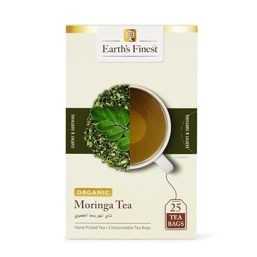 Earth's Finest Organic Moringa Tea - 25 Bags | Fresh Flavor, Non-GMO & Caffeine-Free 100% Natural, Antioxidant Rich Herbal