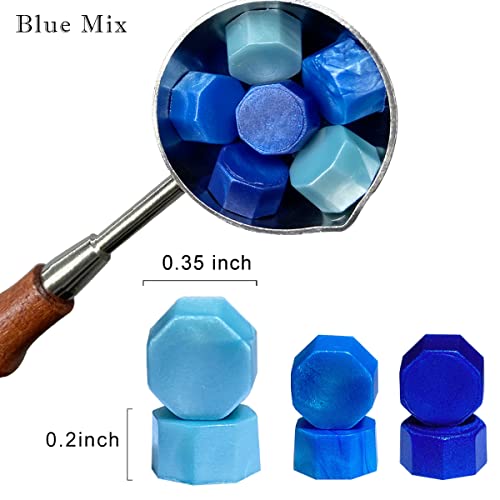 200pcs Wax Seal Beads Sealing Wax Beads Bulk for Wedding Invitations Xmas Gift Wrapping Card Envelope Sealing (Blue Mix)