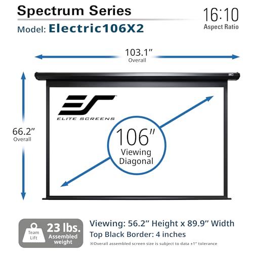 Image of Projector Screen Elite Screens Spectrum, 106-INCH Diag 16:10, Motorized Projection Screen Movie Home Theater 4K /8K Ultra HD Ready, ELECTRIC106X2