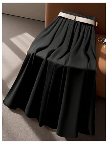 GORGLITTER Women's Pleated Maxi Skirt High Waisted Flowy Swing Elegant Dressy Work Full Long Skirts2