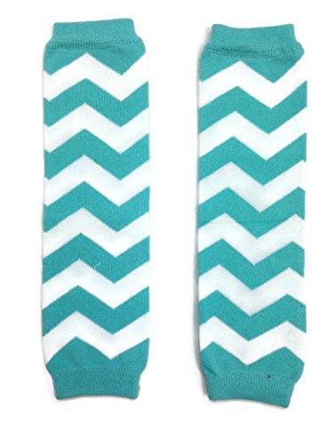 Rush Dance Chevron Zig Zag Baby/Toddler Leg Warmers (One Size, Aqua & White)