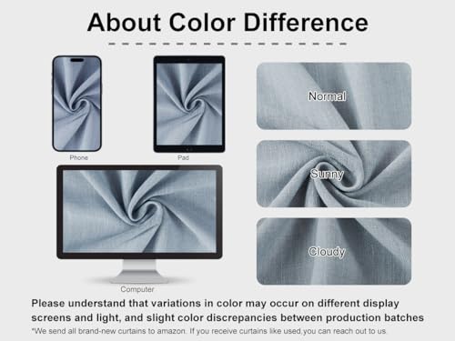 Image of Vision Home Blue Gray Pinch Pleated Full Blackout Curtains Linen Blended Room Darkening Window Curtains 90 inch for Living Room Bedroom Thermal Insulated Pinch Pleat Drapes with Hooks 40 inch Wx90 Lx2