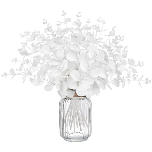 Yen Jean 14PCS White Eucalyptus Artificial Faux Flowers for Decoration