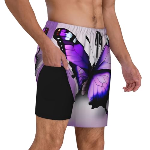 Purple Butterfly Print Print Men Stylish Functionality Swim Trunks Breathable Beach Shorts Surfing Gym Fishing3