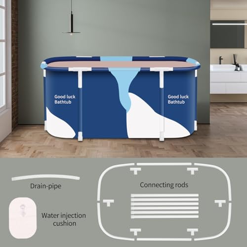 Image of Portable Foldable Bathtub,Foldable Soaking Bathtub for Adults, Freestanding Bathtubs, Hot Bath Tub, Ice Bath, Family Bathroom SPA Tub 47.2x19.7x21.7inch (Milk)