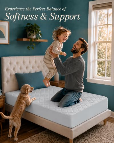 Image of Quilted Fitted Mattress Pad, Twin Mattress Protector Topper with Deep Pocket Stretches up to 16 Inches, Machine Washable Mattress Cover by Utopia Bedding (Light Grey)
