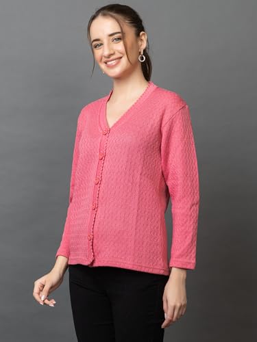 Image of Wear lusso Women Woolen V Neck Casual Wear Stylish Cardigan Sweaters for Winter with Side Pocket | Cozy and Warm Winter Sweater for Girls /Ladies
