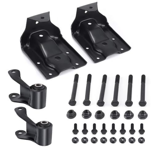 iiLentes 722-032 722-029 Rear Leaf Spring Hanger Bracket Shackle Kit For 1999-2013 Chevy Silverado 1500 GMC Sierra 1500 K150383 K150381 22820716 12474021